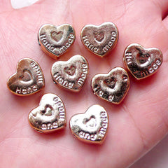 CLEARANCE Heart Beads Acrylic Spacer (8pcs / 13mm x 13mm / Rose Gold) Large Big Hole Light Weight Chunky Bracelet Neckalce DIY Valentines Day CHM1536