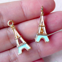 3D Eiffel Tower Charms / Enamel Charm (2pcs / 10m x 23mm / Color / 4 Sided) Paris Charm Travel Theme Bracelet Earrings Key Chain CHM1542