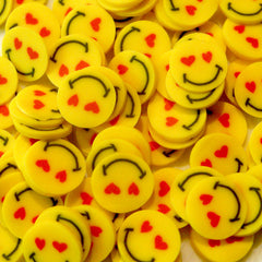 Yellow Smiley in Love Polymer Clay Cane Kawaii Fimo Cane Nail Art Nail Deco Nail Decoration Scrapbooking CE027