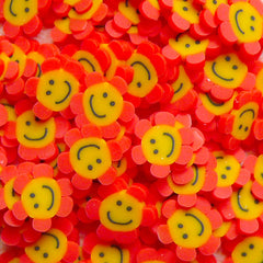 Polymer Clay Cane - Red and Yellow Smiling Sunflower - for Miniature Food / Dessert / Cake / Ice Cream Sundae Decoration and Nail Art CE039