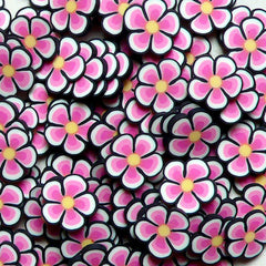 Polymer Clay Cane - Black and Pink Flower - for Miniature Food / Dessert / Cake / Ice Cream Sundae Decoration and Nail Art CFW005