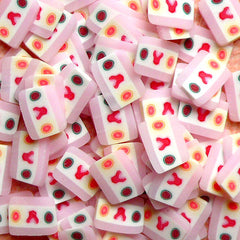 Polymer Clay Cane - Pink Fruit Cake - for Miniature Food / Dessert / Cake / Ice Cream Sundae Decoration and Nail Art CSW030