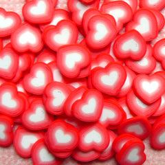 Red Heart Fimo Cane Love Polymer Clay Cane (Cane or Slices) Valentines Day Decor Card Embellishment Wedding Supplies Tiny Table Scatter CH01