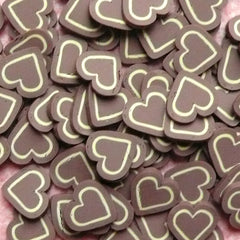 Polymer Clay Cane - Heart Shaped Love Chocolate - for Miniature Food / Dessert / Cake / Ice Cream Sundae Decoration and Nail Art CH02