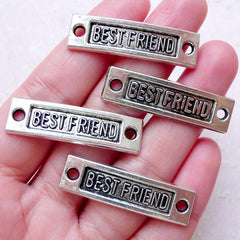 CLEARANCE Best Friend Charm Connector Necklace Link Bracelet Link (4 pcs / 36mm x 10mm / Tibetan Silver) Word Charm for Sewing Gift Packaging CHM1552