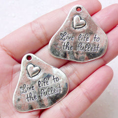 Live Life to the Fullest Tag Charms (2pcs / 34mm x 32mm / Tibetan Silver) Gift Decoration Packaging Supplies Keychain Jewelry DIY CHM1547