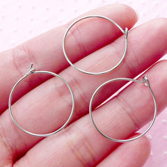 Wine Glass Charm Hoops / Earwires / Wine Glass Rings (20mm / Silver / 30pcs / Nickel Free) Wedding Party Supplies Wine Accessories DIY F105