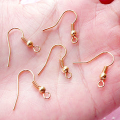 Earring Hooks / French Hook / Earwires / Dangle Earring (Gold / 20 pcs / 10 Pairs) Earring Findings Jewellery Making DIY F166