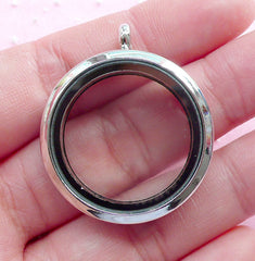 Memory Locket / Floating Locket / Living Locket / Round Magnet Locket / Glass Locket Pendant (30mm / 1 piece / Silver) Floating Charms F101