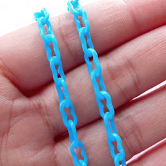 Colorful Plastic Chain 4mm (Blue) (40cm or 15 inches / 2 pcs) Kawaii Decoden Kitsch Retro Embellishment Keyring Necklace Bracelet Link F242