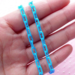 Colorful Plastic Chain 4mm (Blue) (40cm or 15 inches / 2 pcs) Kawaii Decoden Kitsch Retro Embellishment Keyring Necklace Bracelet Link F242