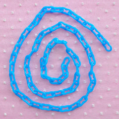 Colorful Plastic Chain 4mm (Blue) (40cm or 15 inches / 2 pcs) Kawaii Decoden Kitsch Retro Embellishment Keyring Necklace Bracelet Link F242