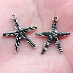 CLEARANCE Star Fish / Sea Star / Starfish / Seastar Charms (6pcs / 22mm x 24mm / Tibetan Silver / 2 Sided) Beach Marine Life Animal Aquarium CHM1579