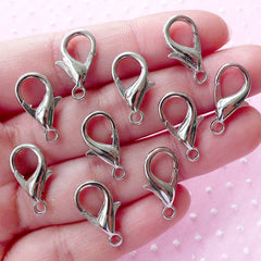 Bracelet Trigger Hooks / Lobster Clasp (9mm x 18mm / 10 pcs / Silver) Parrot Clasps Key Holder Key Chain Necklace Closure F165