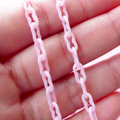 4mm Plastic Chain (Light Pink) (40cm or 15 inches / 2 pcs) Kawaii Kitsch Retro Decoden Embellishment Keychain Bracelet Necklace Link F240