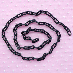 Black Plastic Chain in 4mm (38cm or 15 inches / 2 pcs) Punk Rock Men Jewelry Light Weight Necklace Bracelet Link Embellishment Decoden F252