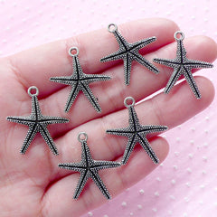 CLEARANCE Star Fish / Sea Star / Starfish / Seastar Charms (6pcs / 22mm x 24mm / Tibetan Silver / 2 Sided) Beach Marine Life Animal Aquarium CHM1579