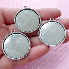 25mm Cameo Setting / Cabochon Setting / Round Bezel Tray / Collage Sheet Setting (10pcs / Tibetan Silver) Charms Photo Pendant Blanks F279