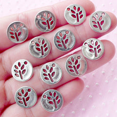 Tree Tag Charms Hollow Tree Charm Drops (12pcs / 12mm / Silver) Add on Charm Nature Bracelet Necklace Pendant Earring Bookmark Charm CHM1585