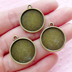 Bezel Setting / Cameo Holder / Round Tray Charm / Collage Sheet Setting (18mm / 10pcs / Antique Bronze) Photo Pendant Tray Memory Charm F262