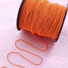 Ball Chain Link / 1.5mm Keychain Link / Metal Bead Chain / Necklace Chain (2 Meters / Neon Orange) Key Ring Dog Tag Charm Connector A044