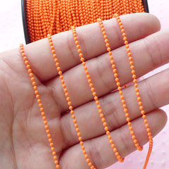 Ball Chain Link / 1.5mm Keychain Link / Metal Bead Chain / Necklace Chain (2 Meters / Neon Orange) Key Ring Dog Tag Charm Connector A044