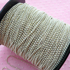 Faceted Bead Chain / 1.5mm Shinny Ball Chain Link / Necklace Chain / Key Chain (2 Meters / White & Gold) Bling Bling Handbag Charm DIY A047