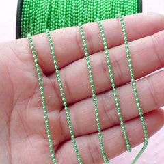 Color Ballchain Link / 1.5mm Bead Chain / Key Chain / Necklace Chain (2 Meters / Metallic Green) Charm Connector Key Holder Key Fob A037