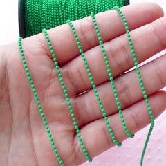 Ballchain / 1.5mm Key Chain Link / Bead Chain / Metal Necklace Chain (2 Meters / Green) Kawaii Keyring Dog Tag Key Fob Charm Connector A039