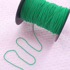 Ballchain / 1.5mm Key Chain Link / Bead Chain / Metal Necklace Chain (2 Meters / Green) Kawaii Keyring Dog Tag Key Fob Charm Connector A039