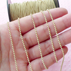 Color Bead Chain / Ballchain / 1.5mm Necklace Chain / Key Chain Link (2 Meters / Cream White) Luggage Tag Key Holder Charm Connector A040