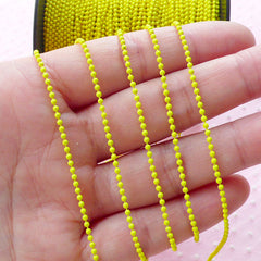 Bead Chain Link / 1.5mm Ball Chain / Metal Key Chain (2 Meters / Yellow) Colorful Necklace Chain Retro Keyring Key Holder Luggage Tag A042