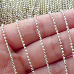 Faceted Bead Chain / 1.5mm Shinny Ball Chain Link / Necklace Chain / Key Chain (2 Meters / White & Gold) Bling Bling Handbag Charm DIY A047