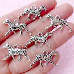 Dalmatian Charms (6pcs / 23mm x 13mm / Tibetan Silver / 2 Sided) Carriage Dog Spotted Coach Dog Firehouse Dog Plum Pudding Dog Charm CHM1594