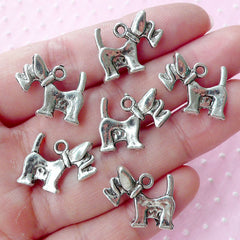 Schnauzer Charms (6pcs / 19mm x 15mm / Tibetan Silver / 2 Sided) Animal Charm Pet Charm Dog Charm Key Chain Zipper Pull Bracelet CHM1597