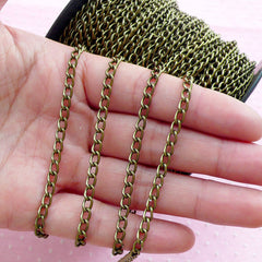 3.5mm Cable Chain in Antique Bronze (2 Meters / 6.4 Ft) Bracelet Link Necklace Chain Metal Twisted Chain Open Link Jewellery Supplies A054