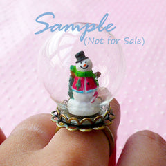 Miniature Snowman for Terrarium Dollhouse Crystal Ball Fairy Garden Glass Bottle Glass Globe Bubble Ring Pendant (2pcs by Random) CAB419