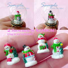 Miniature Snowman for Terrarium Dollhouse Crystal Ball Fairy Garden Glass Bottle Glass Globe Bubble Ring Pendant (2pcs by Random) CAB419
