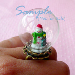 Miniature Snowman for Terrarium Dollhouse Crystal Ball Fairy Garden Glass Bottle Glass Globe Bubble Ring Pendant (2pcs by Random) CAB419