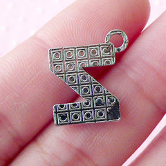 Initial Z Charm with Bling Rhinestones (1 piece / 15mm x 17mm / Silver) Letter Z Charm Alphabet Charm Personalized Jewelry Necklace CHM1643
