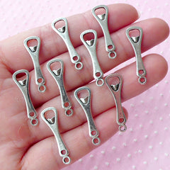 Silver Bottle Opener Charm (10pcs / 8mm x 25mm / Tibetan Silver) Whimsical Jewellery Earrings Pendant Zipper Pull Wine Glass Charm CHM1648