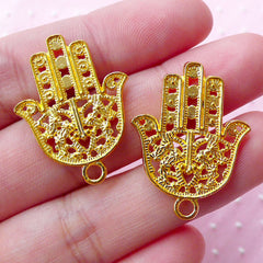 Gold Fatima Hand Charm Hamsa Charms Khamsa Charm (6pcs / 22mm x 29mm / Gold / 2 Sided) Religious Judaism Jewellery Mary Miriam Hand CHM1664