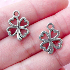 CLEARANCE Silver Four Leaf Clover Charms Good Luck Charm (12pcs / 13mm x 17mm / Tibetan Silver) Pendant Necklace Bracelet Keychain Bookmark CHM1668