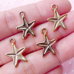Gold Starfish Charms Tiny Sea Star Charm (4pcs / 13mm x 17mm / Rose Gold / 2 Sided) Star Fish Pendant Seastar Marine Life Beach CHM1712