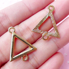 Triangle Connector Charms (4pcs / 19mm x 24mm / Gold) Geometric Jewelry Bracelet Link Charm Polygon Equilateral Triangle Shape Charm CHM1737