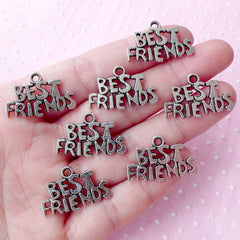 CLEARANCE Best Friends Word Charms Message Charm (7pcs / 24mm x 16mm / Tibetan Silver) Friendship Charm Birthday Gift Decoration Packaging CHM1754