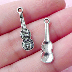 CLEARANCE Silver Violin Viola Cello Charms (11pcs / 6mm x 22mm / Tibetan Silver) Music Instrument Musician Jewellery Bracelet Necklace Earring CHM1758