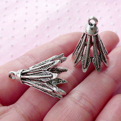 3D Badminton Shuttlecock Charms Birdie Charm (2pcs / 18mm x 24mm / Tibetan Silver) Whimsical Kitsch Pendant Racquet Sports Jewellery CHM1761