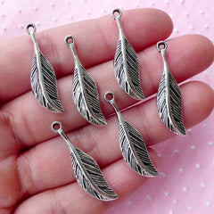 Long Leaf Charms (6pcs / 8mm x 29mm / Tibetan Silver) Floral Earrings Necklace Leaf Pendant Wedding Bridal Bridesmaid Jewellery CHM1762