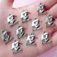 CLEARANCE Graduation Charms Hat and Diploma Charm Grad Cap & Scroll Charm (10pcs / 15mm x 17mm / Tibetan Silver) Gift Decoration Favor Charm CHM1768